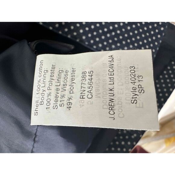 J.Crew Jacket Womens Size 6 Blue White Blazer Polka Dot Two Button Schoolboy - Picture 12 of 12